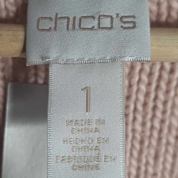 Chico's Hi-Lo Mallory Pullover  Short Sleeve Sweater in Blush Color Size Small - Picture 10 of 10